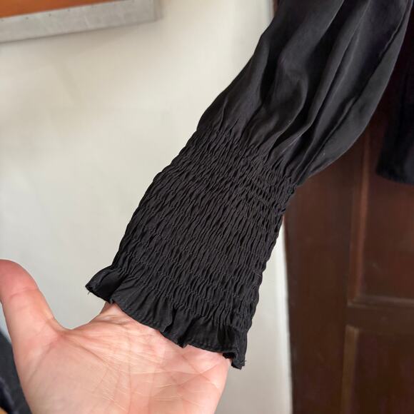 SCARLET DARKNESS | Black Victorian Style Steampunk Button down Blouse | Large - Picture 2 of 5